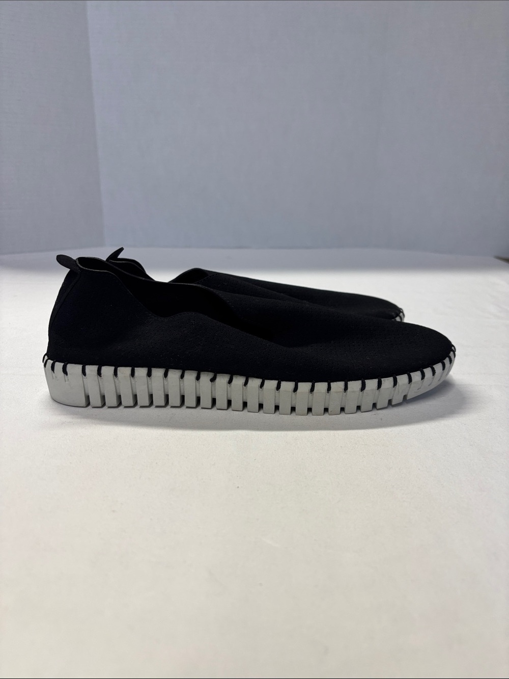 Skechers Black Slip-On Perforated Women's Flats - Picture 2 of 7